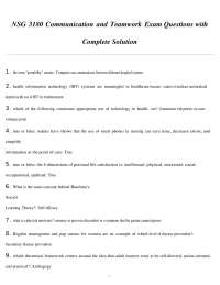 NSG 3180 Communication and Teamwork Exam Questions with Complete Solution