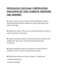 PSYCHOLOGY 255 EXAM 1 CERTIFICATION EVALUATION SET 2026 COMPLETE QUESTIONS AND ANSWERS
