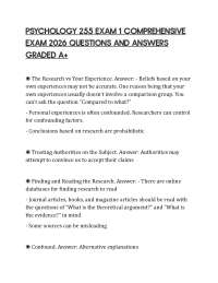 PSYCHOLOGY 255 EXAM 1 COMPREHENSIVE EXAM 2026 QUESTIONS AND ANSWERS GRADED A+