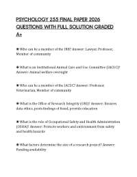 PSYCHOLOGY 255 FINAL PAPER 2026 QUESTIONS WITH FULL SOLUTION GRADED A+