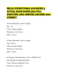 RELIAS DYSRHYTHMIA ADVANCED A ACTUAL EXAM PAPER 2026 FULL QUESTIONS AND VERIFIED ANSWERS 1