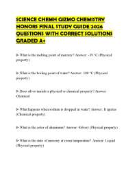 SCIENCE CHEMH GIZMO CHEMISTRY HONORS FINAL STUDY GUIDE 2026 QUESTIONS WITH CORRECT SOLUTIO