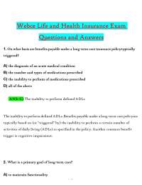 WebCE Life & Health Insurance Exam 2026 (PDF) | LTC Questions & Answers