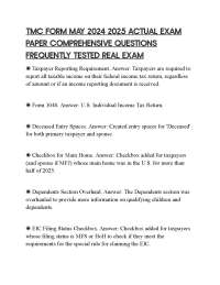 TMC FORM MAY 2024 2025 ACTUAL EXAM PAPER COMPREHENSIVE QUESTIONS FREQUENTLY TESTED REAL EX