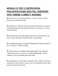 NEVADA C2 TEST 2 CERTIFICATION EVALUATION EXAMS 2025 FULL QUESTIONS WITH VERIFIED CORRECT