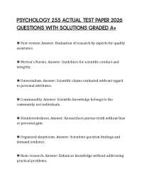 PSYCHOLOGY 255 ACTUAL TEST PAPER 2026 QUESTIONS WITH SOLUTIONS GRADED A+