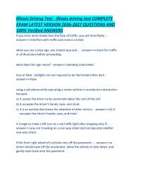 Illinois Driving Test - illinois driving test COMPLETE EXAM LATEST VERSION 2026-2027 QUEST