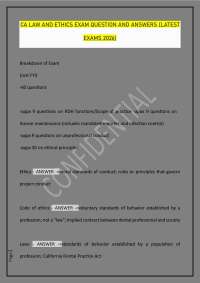 CA LAW AND ETHICS EXAM QUESTION AND ANSWERS (LATEST EXAMS 2026)