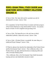 PSPO 1 EXAM FINAL STUDY GUIDE 2026 QUESTIONS WITH CORRECT SOLUTIONS GRADED A+