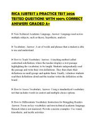 RICA SUBTEST 2 PRACTICE TEST 2026 TESTED QUESTIONS WITH 100% CORRECT ANSWERS GRADED A+