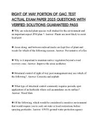 RIGHT OF WAY PORTION OF QAC TEST ACTUAL EXAM PAPER 2025 QUESTIONS WITH VERIFIED SOLUTIONS