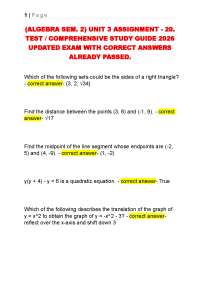 ALGEBRA SEM. 2) UNIT 3 ASSIGNMENT - 20. TEST / COMPREHENSIVE STUDY GUIDE 2026 UPDATED EXAM