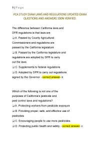 PCA STUDY EXAM LAWS AND REGULATIONS UPDATED EXAM QUESTIONS AND ANSWERS 100% VERIFIED.