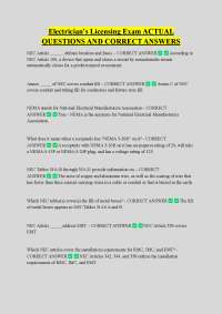 Electrician's Licensing Exam ACTUAL QUESTIONS AND CORRECT ANSWERS