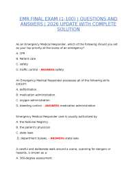 EMR Final Exam (1–100) 2026 Update | Complete Questions & Verified Answers | Electronic Me