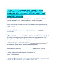 Lab Diagnostic COMPLETE EXAM LATEST VERSION 2026-2027 QUESTIONS AND 100% Verified ANSWERS.