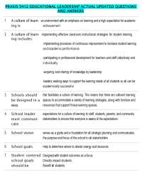PRAXIS 5412 EDUCATIONAL LEADERSHIP ACTUAL UPDATED QUESTIONS AND ANSWERS