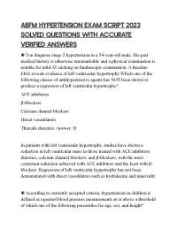 ABFM HYPERTENSION EXAM SCRIPT 2023 SOLVED QUESTIONS WITH ACCURATE VERIFIED ANSWERS