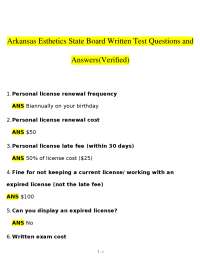 Arkansas Esthetics State Board Written Exam 2026 (PDF) | Licensing | Cosmetology