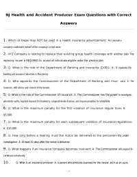 NJ Health and Accident Producer Exam Questions with Correct Answers
