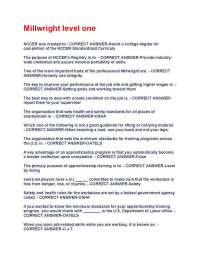 Millwright level one Exam Latest Update Actual Questions and Answers with complete solutio