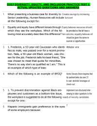D357 DIVERSITY, EQUITY, AND INCLUSION PRACTICE TEST 1 ACTUAL UPDATED QUESTIONS AND ANSWER