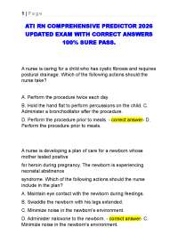 ATI RN COMPREHENSIVE PREDICTOR 2026 UPDATED EXAM WITH CORRECT ANSWERS 100% SURE PASS.