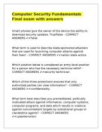 Computer Security Fundamentals Final exam with answers