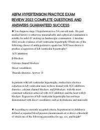 ABFM HYPERTENSION PRACTICE EXAM REVIEW 2023 COMPLETE QUESTIONS AND ANSWERS GUARANTEED SUCC