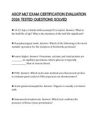 ASCP MLT EXAM CERTIFICATION EVALUATION 2026 TESTED QUESTIONS SOLVED