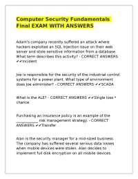 Computer Security Fundamentals Final EXAM WITH ANSWERS