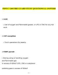 FDNY G60 Fire Guard Study Questions 2026 (PDF) | Torch Operations | Verified