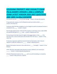 LOUISIANA PROPERTY AND CASUALTY EXAM PSI & EXAMFX VERSION 1 AND 2 COMPLETE EXAM LATEST VER