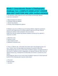 Mosby's Comprehensive Review of Radiography-Challenge Test 1 COMPLETE EXAM LATEST VERSION
