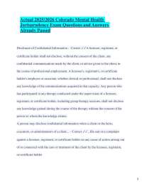 Actual 2025/2026 Colorado Mental Health Jurisprudence Exam Questions and Answers Already P