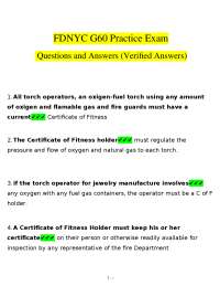 FDNY G60 Practice Exam 2026 (PDF) | Fire Guard Torch Operations | Verified