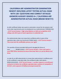 CALIFORNIA ARF ADMINISTRATOR EXAMINATION NEWEST 2025/2026 LATEST TESTING ACTUAL EXAM WIT