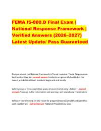 FEMA IS-800.D Final Exam | National Response Framework | Verified Answers (2026–2027) Late