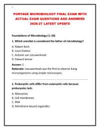 PORTAGE MICROBIOLOGY FINAL EXAM WITH ACTUAL EXAM QUESTIONS AND ANSWERS