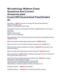 Microbiology Midterm Exam Questions And Correct Answers|Latest Exam|100%Guaranteed Pass
