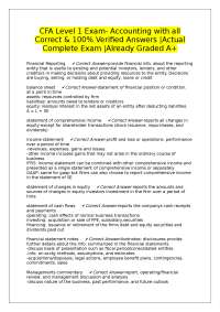 CFA Level 1 Exam- Accounting with all Correct & 100% Verified Answers |Actual Complete Exa