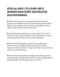 LETRS ALL UNITS 1 TO 8 EVERY UNIT’S SESSIONS EXAM SCRIPT 2026 PRACTICE SOLUTION BUNDLED