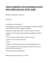 STAHL'S ESSENTIAL PSYCHOPHARMACOLOGY FINAL PAPER 2026 FULL STUDY GUIDE