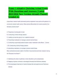 Exam 1 Adaptive Quizzing Actual Exam With Questions and Answers | Latest 2025/2026 New V