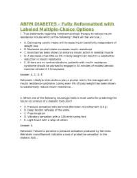 ABFM Diabetes KSA Exam 2026 (PDF) | Fully Reformatted Q&A | Family Medicine