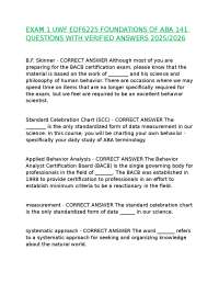 EXAM 1 UWF EDF6225-FOUNDATIONS OF ABA 141 QUESTIONS WITH VERIFIED ANSWERS 2025/2026