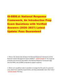 IS-0800.d: National Response Framework, An Introduction Prep Exam Questions with Verifie