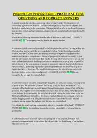 Property Law Practice Exam UPDATED ACTUAL QUESTIONS AND CORRECT ANSWERS