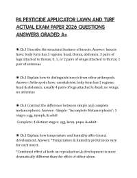 PA PESTICIDE APPLICATOR LAWN AND TURF ACTUAL EXAM PAPER 2026 QUESTIONS ANSWERS GRADED