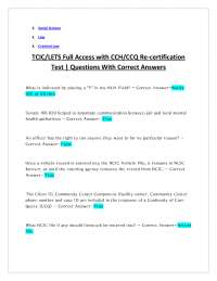 TCIC-LETS Full Access with CCH-CCQ Re-certification Test - Questions With Correct Answers